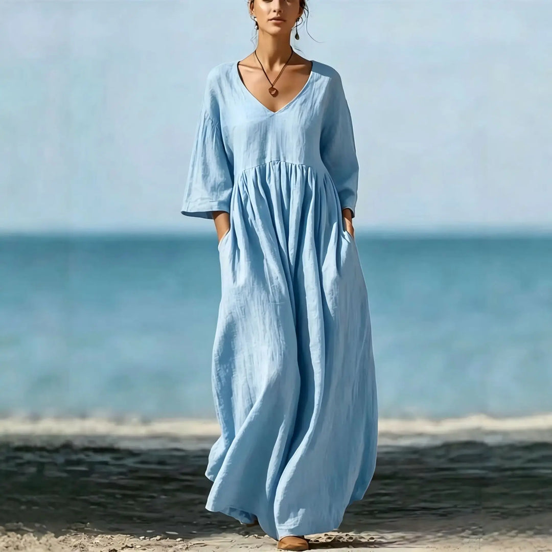 Maya Linen Blend Maxi Dress