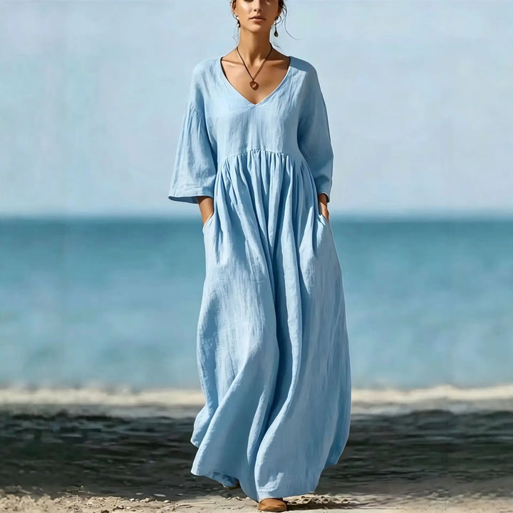 Maya Linen Blend Maxi Dress