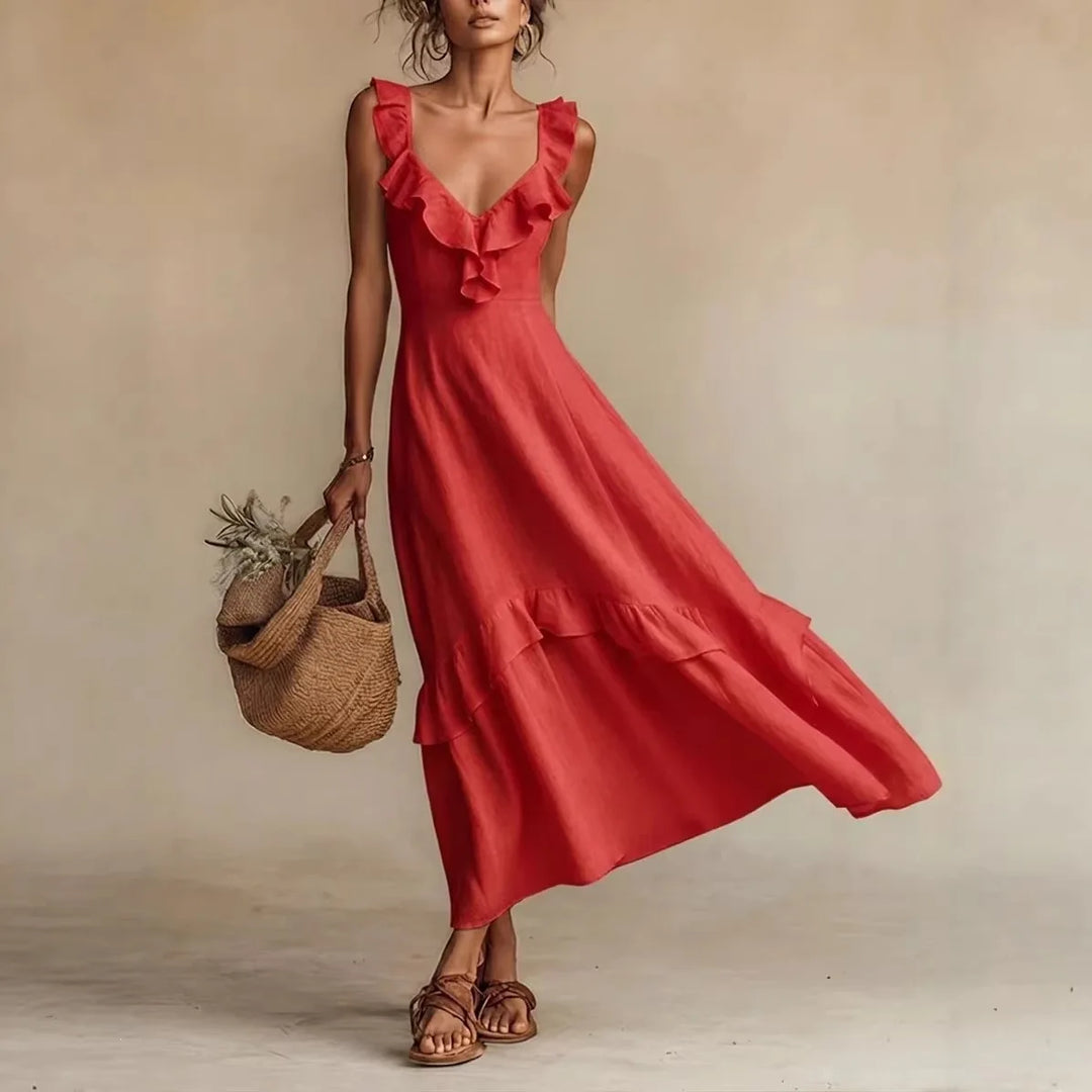 Zarina Flowing Ruffle Maxi Dress