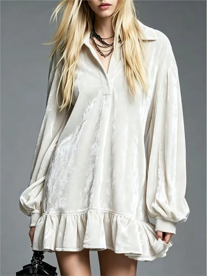 Jordynn Velvet Ruffle Mini Dress