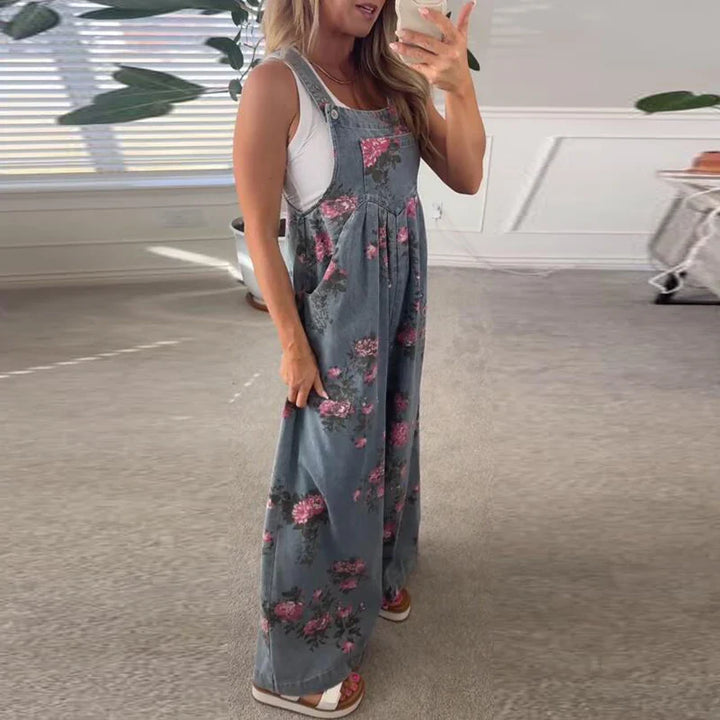 Corielle Elegant Floral Wide Leg Jumpsuit