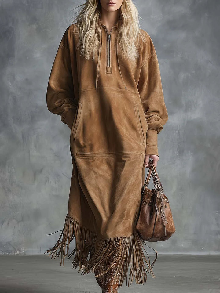 Gemma Faux Suede Fringe Dress
