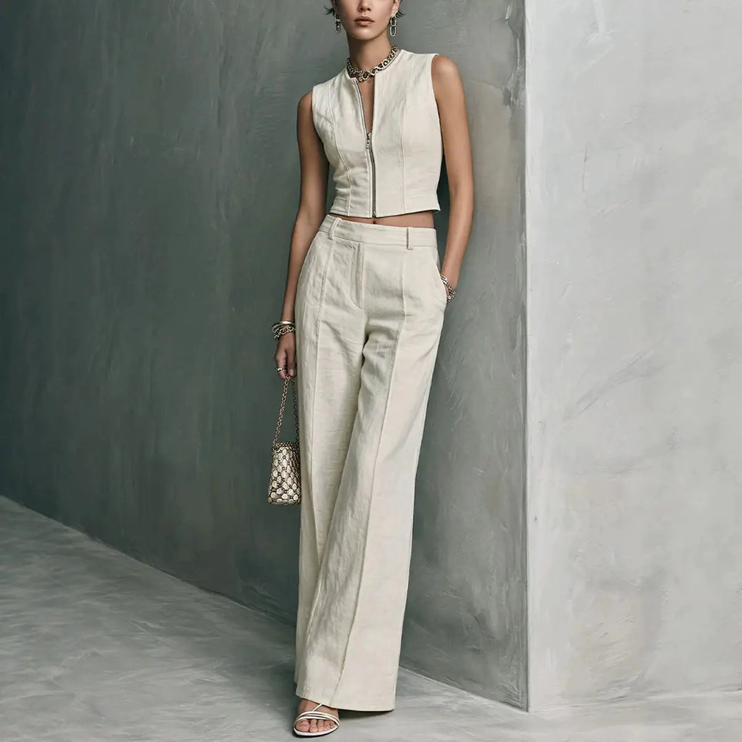 Aimee Zip Front Trouser Set