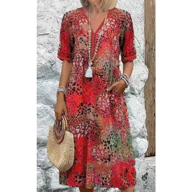 Valeska Boho Printed Midi Dress