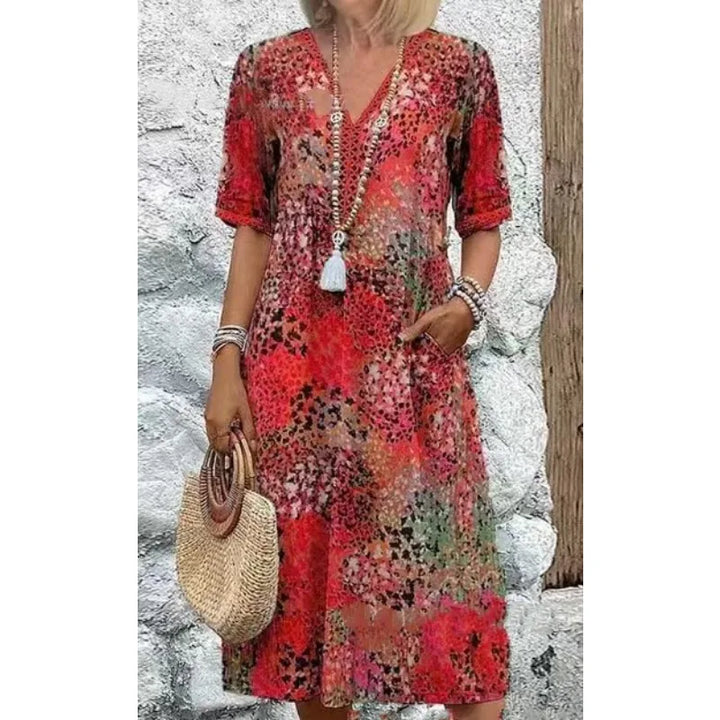 Valeska Boho Printed Midi Dress