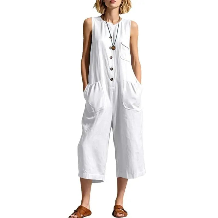 Bravion Button Front Realxed Dungaree Jumpsuit