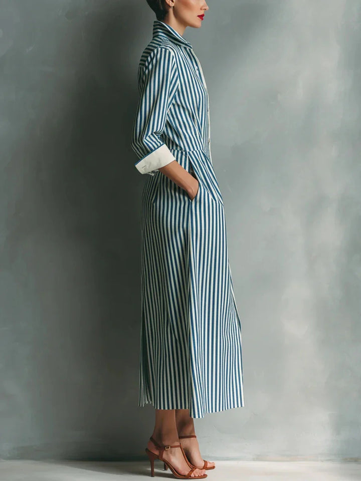 Merie Striped Shirt Midi Dress