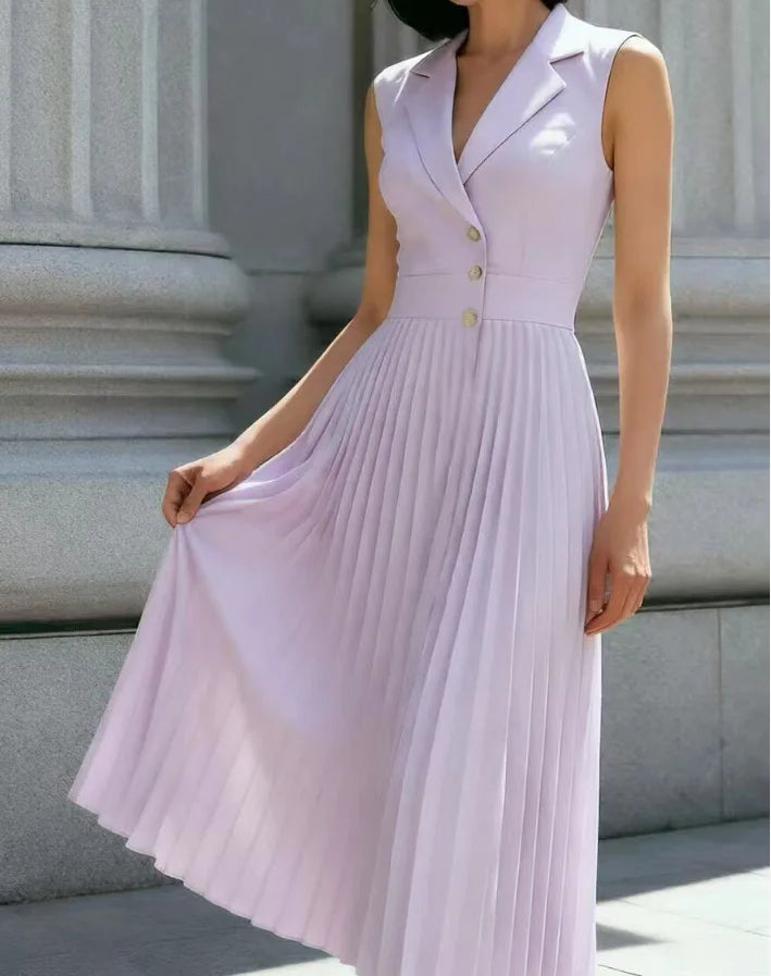 Alisha Elegant Pleated Midi Dress