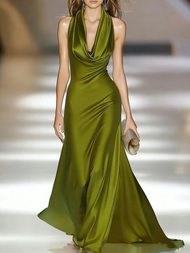 Hollie Satin Halter Maxi Dress