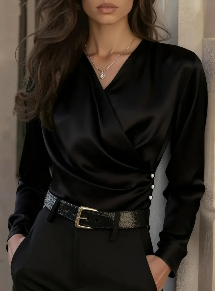 Noelle Elegant Draped Satin Blouse