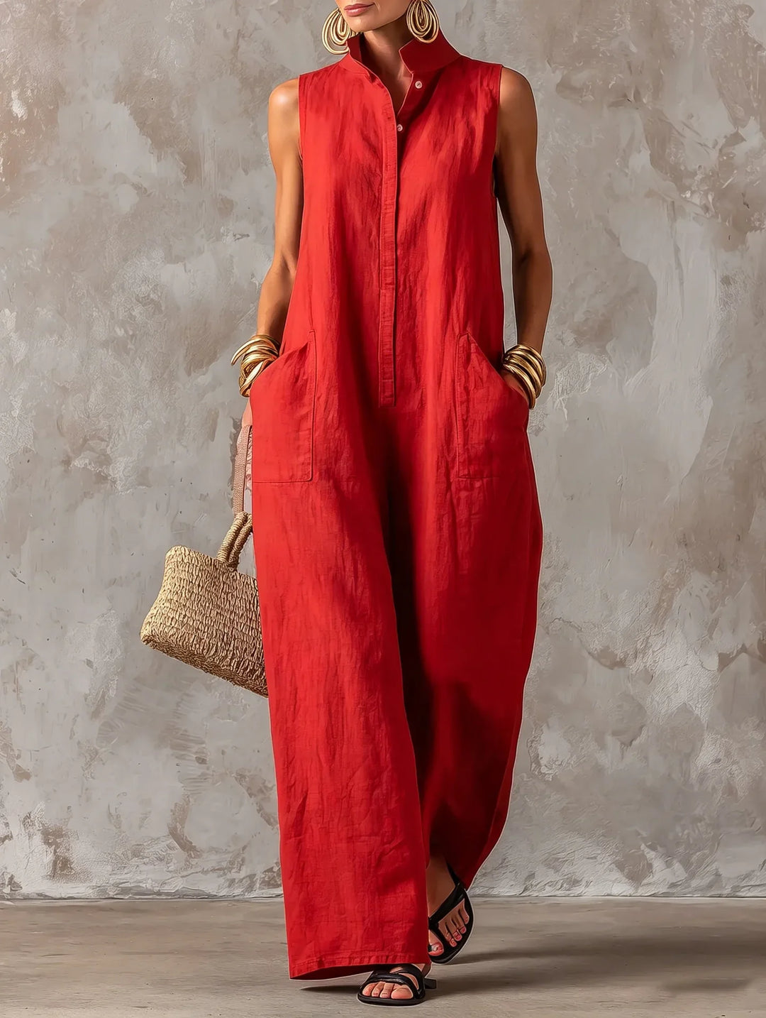 Simone Effortless Stand Collar Jumpsuit