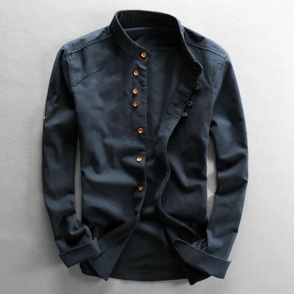 Warren Slim Fit Linen Henley Shirt