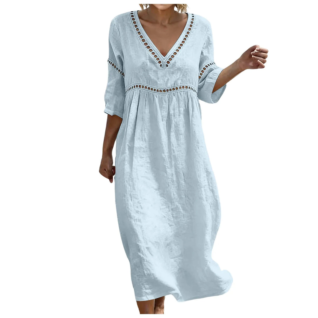 Polina Embellished V Neck Boho Maxi Dress