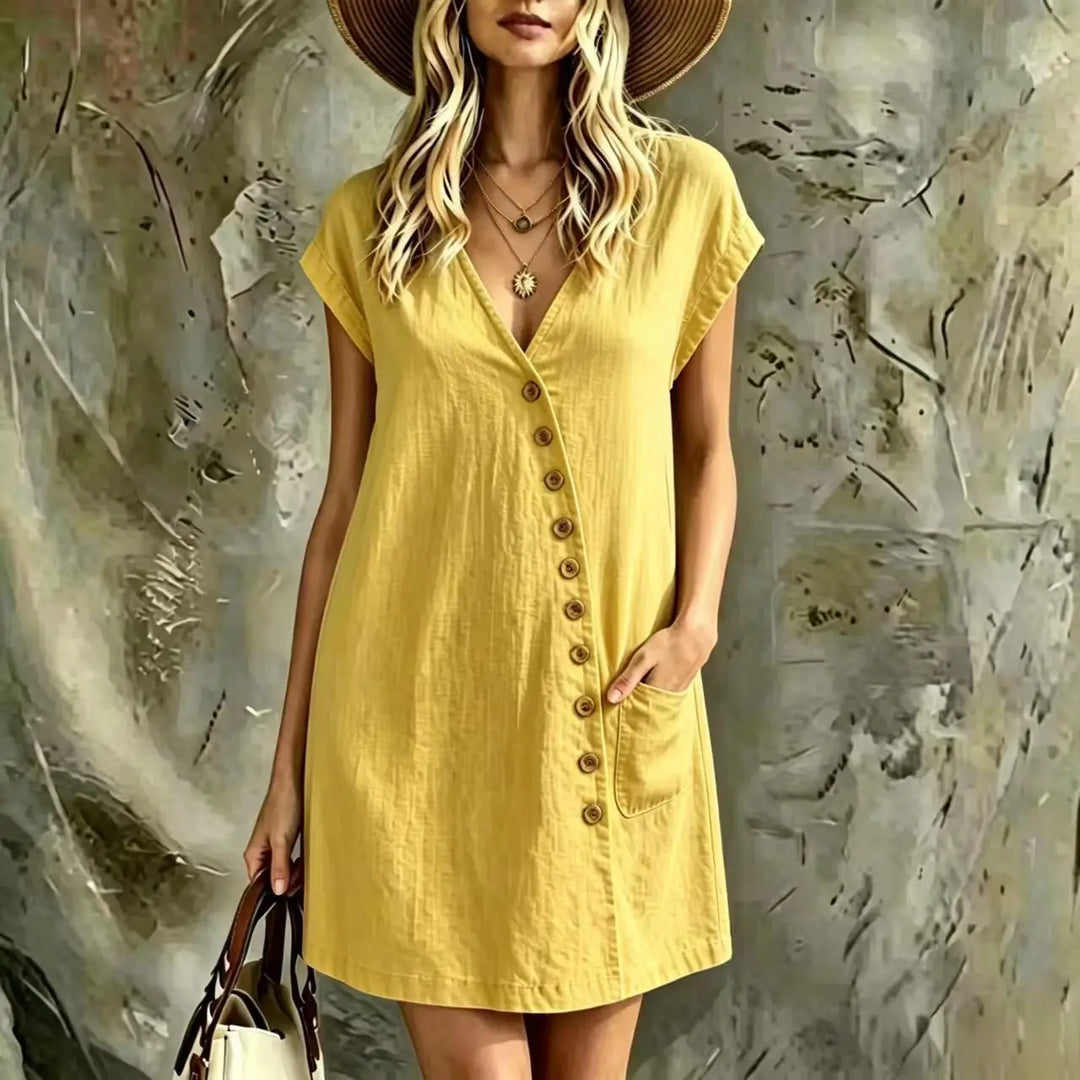 Aurelia Button Detail Mini Dress