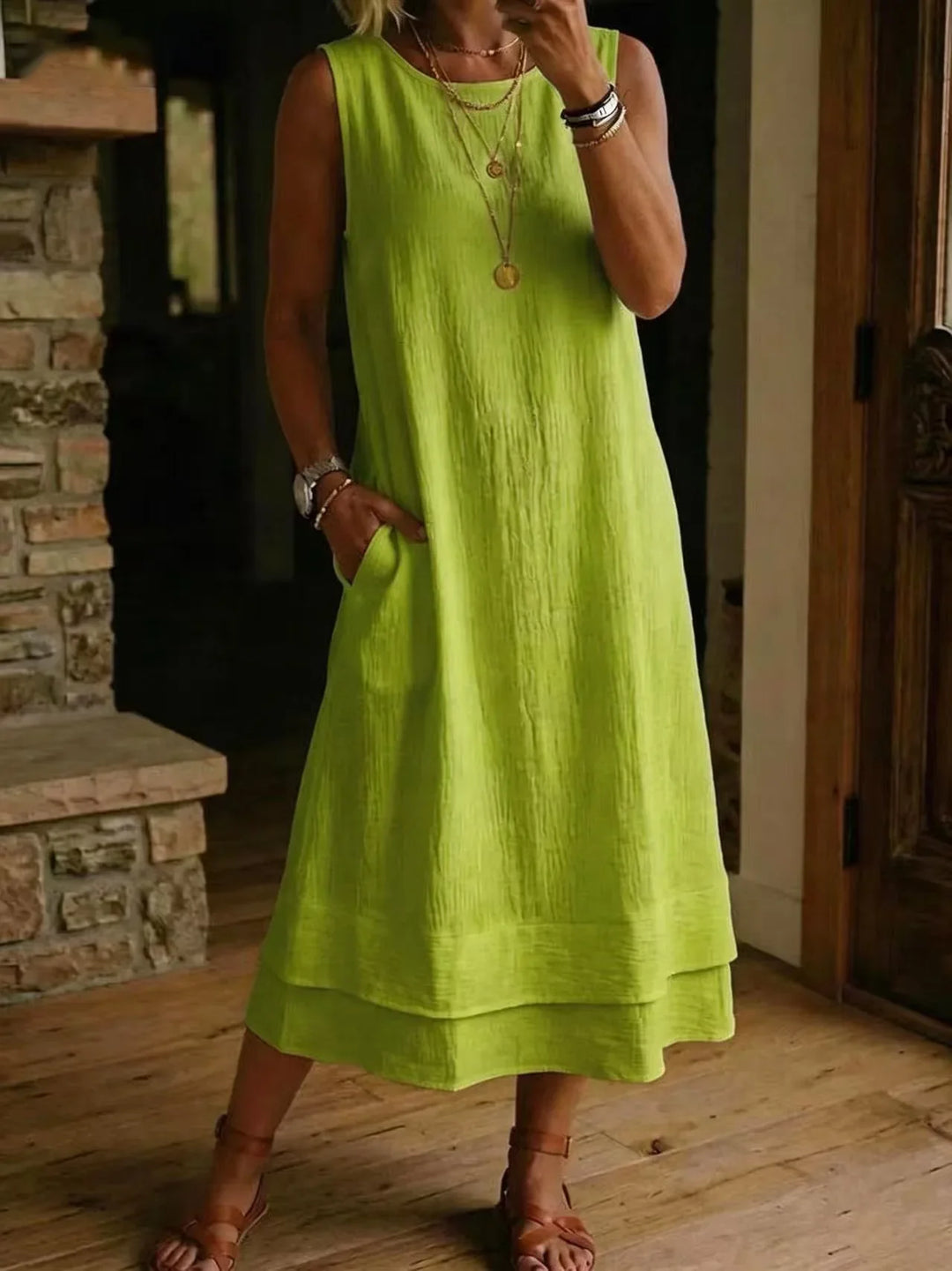 Felicity Effortless Sleeveless Tunic Midi Dress