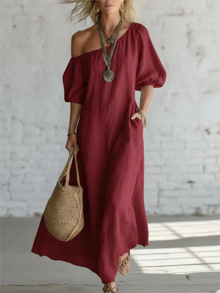Dulcie One Shoulder Puff Sleeve Maxi Dress