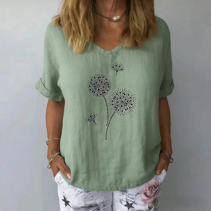 Emilia Botanical Linen Blouse