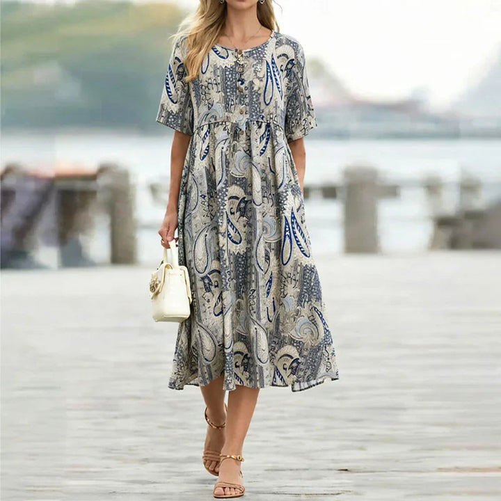 Liorina Elegant Floral Midi Dress