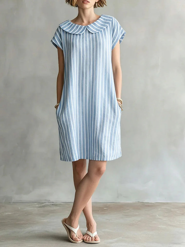 Elvion Striped Peter Pan Collar Mini Dress