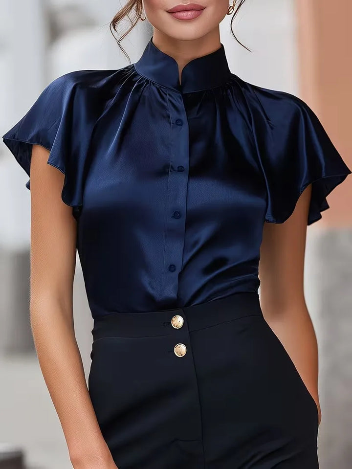 Eloise Satin Ruffle Blouse