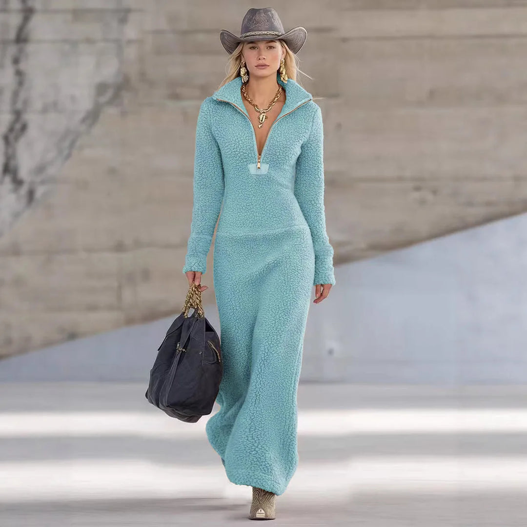 Mireya Half Zip Fleece Maxi Dress
