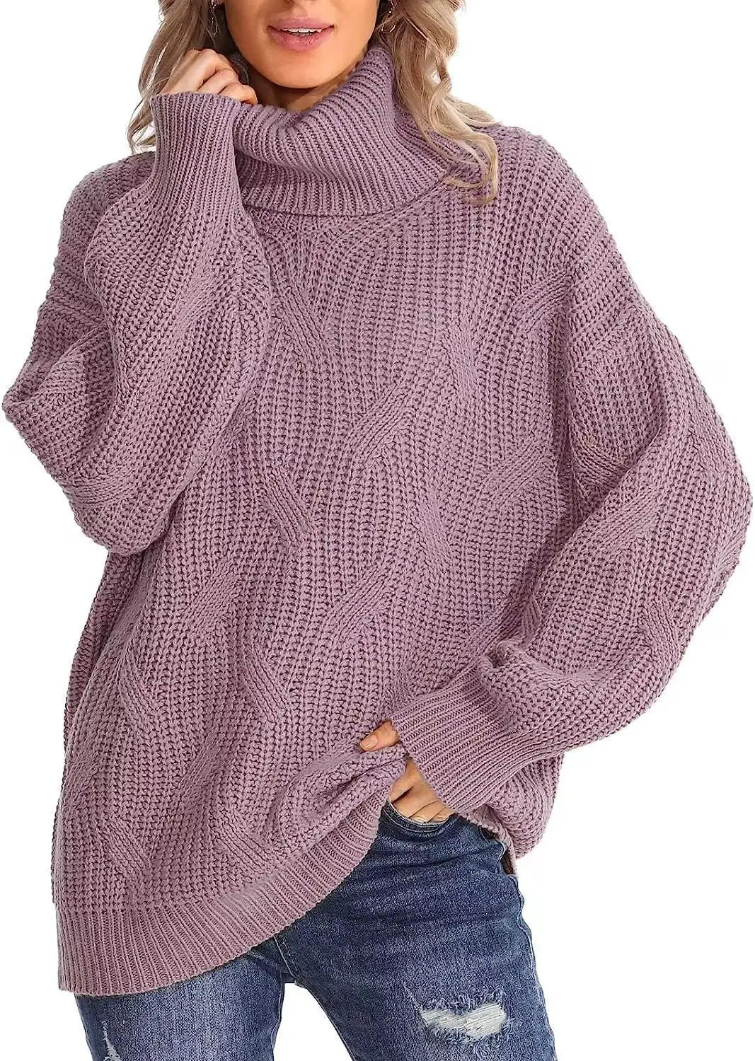 Sylvie Cable Knit Turtleneck Sweater