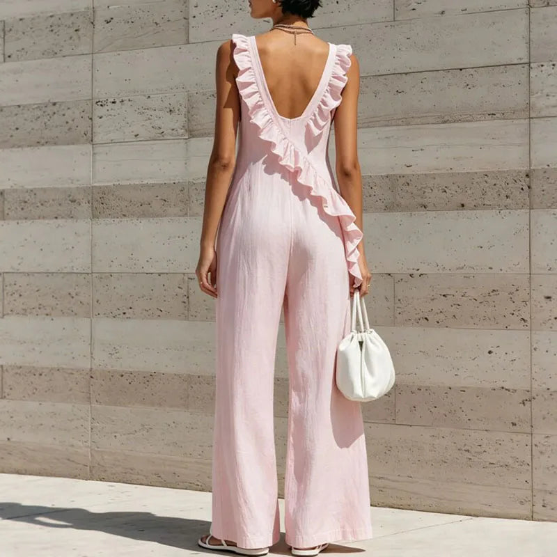 Eliza Ruffle Trim Jumpsuit