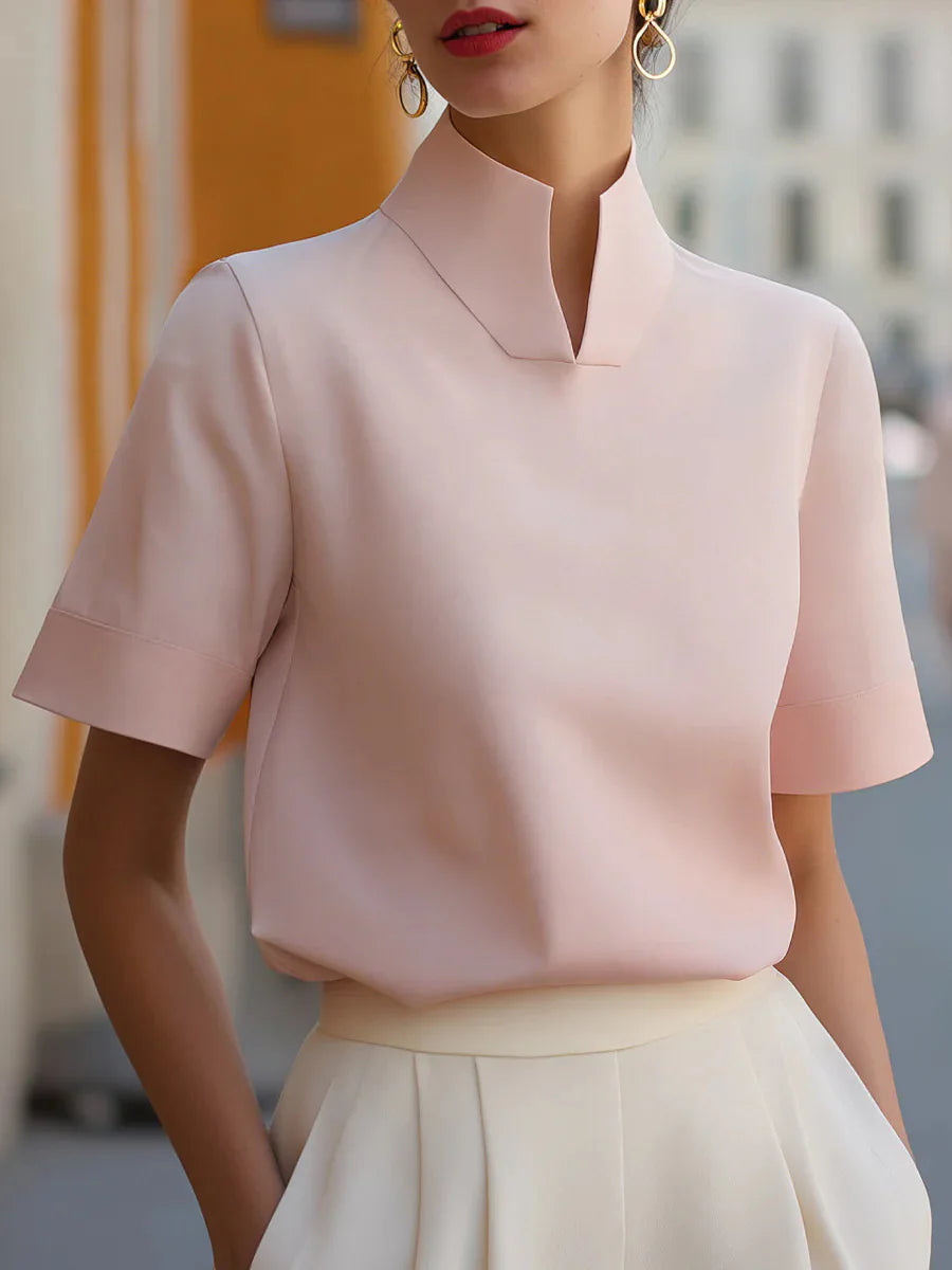 Evanie Structured Stand Collar Blouse