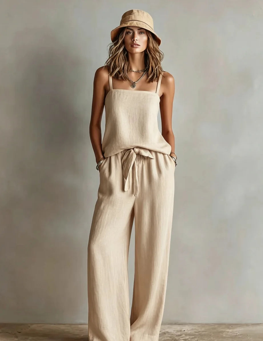 Juliette Strapless Top and Wide Leg Trousers Set