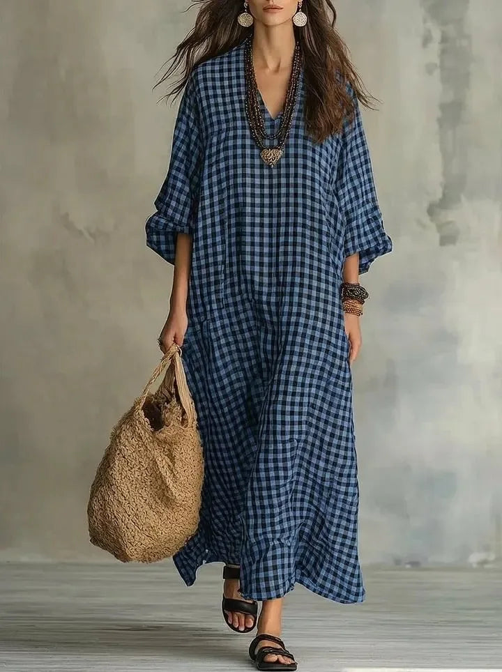 Mikayla Relaxed Plaid Maxi Dress