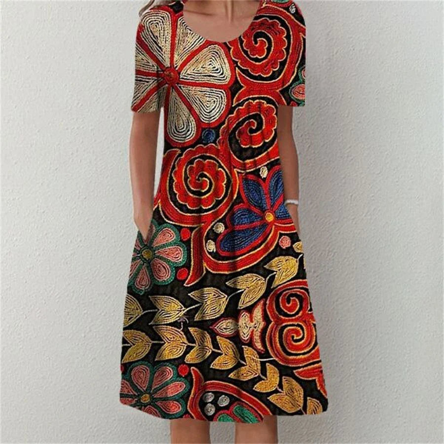 Maris Floral Short Sleeve Midi Dress