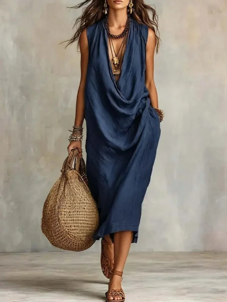 Mirella Draped Pocket Midi Dress