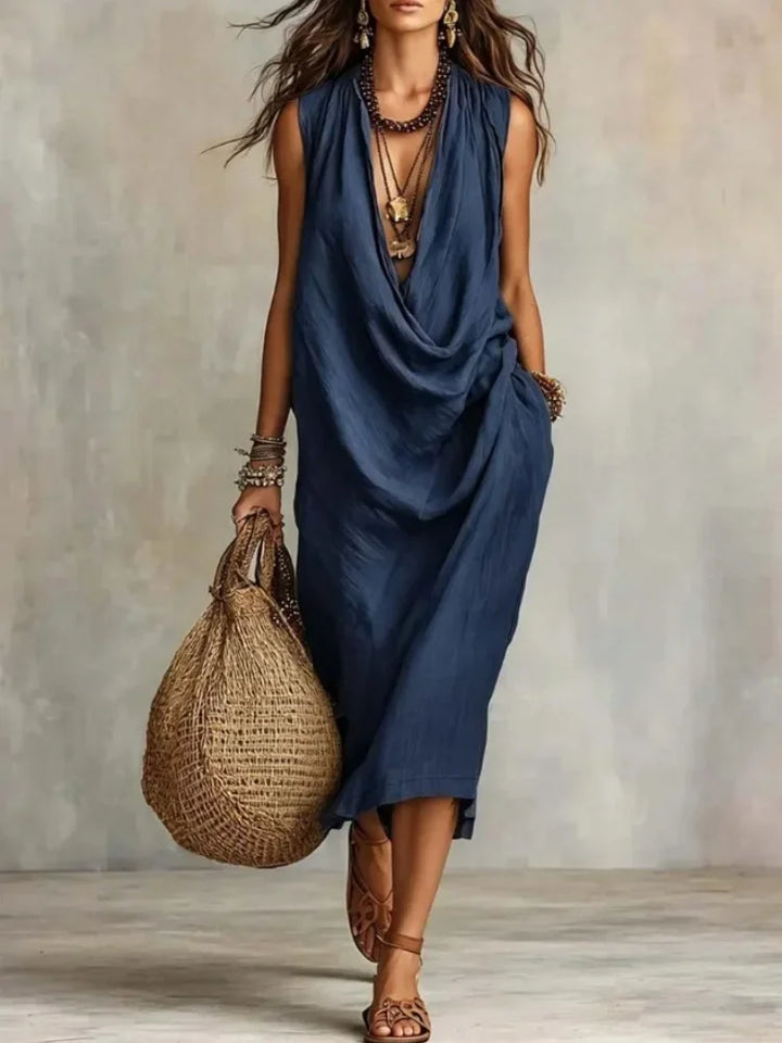 Mirella Draped Pocket Midi Dress