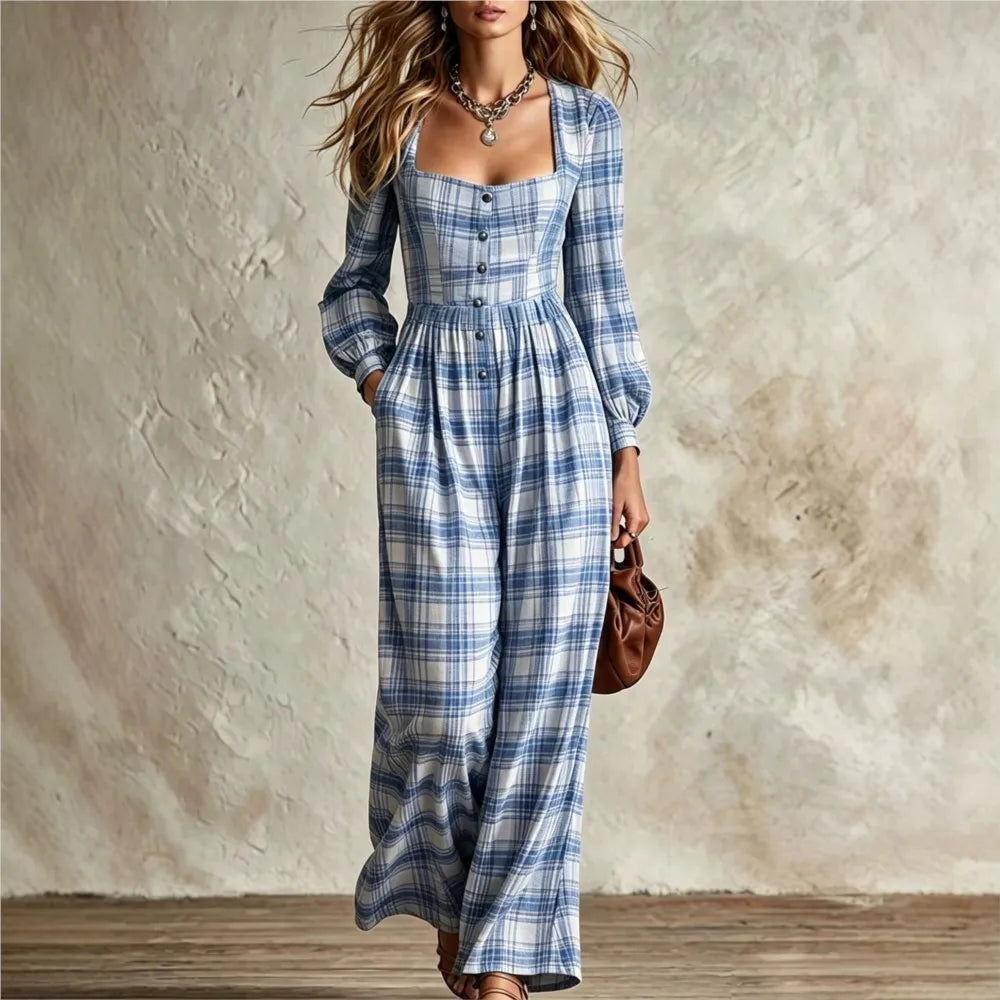 Mercedes Plaid Wide Leg Jumpsuit