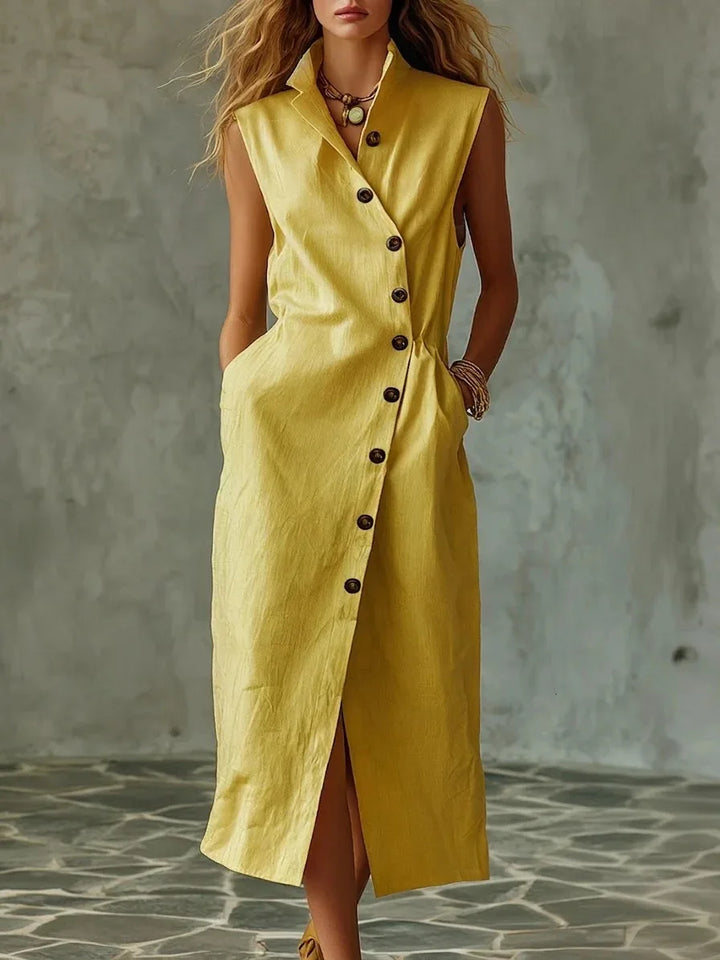 Leanna Button Front Midi Dress