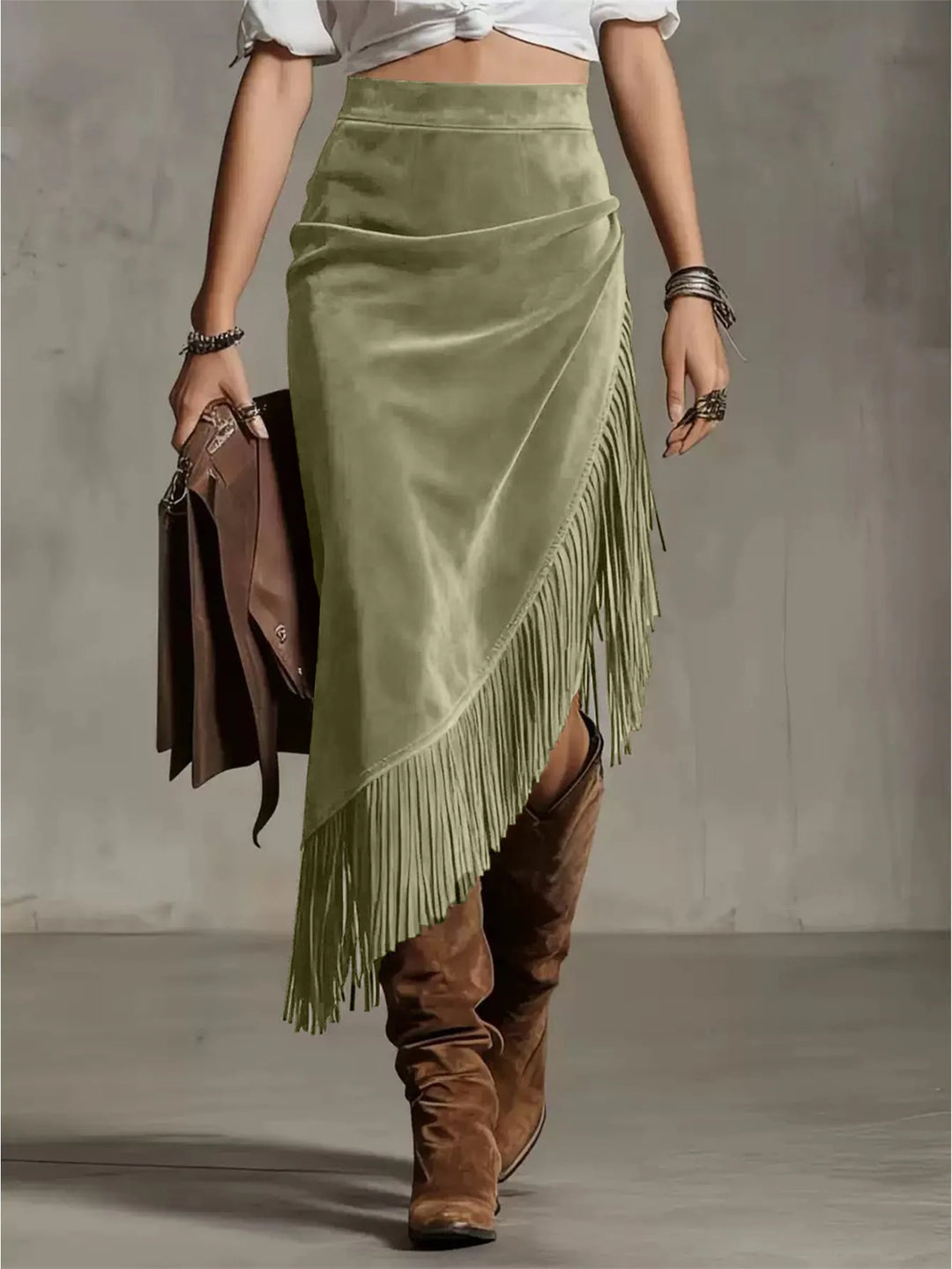 Avery Retro Suede Midi Skirt