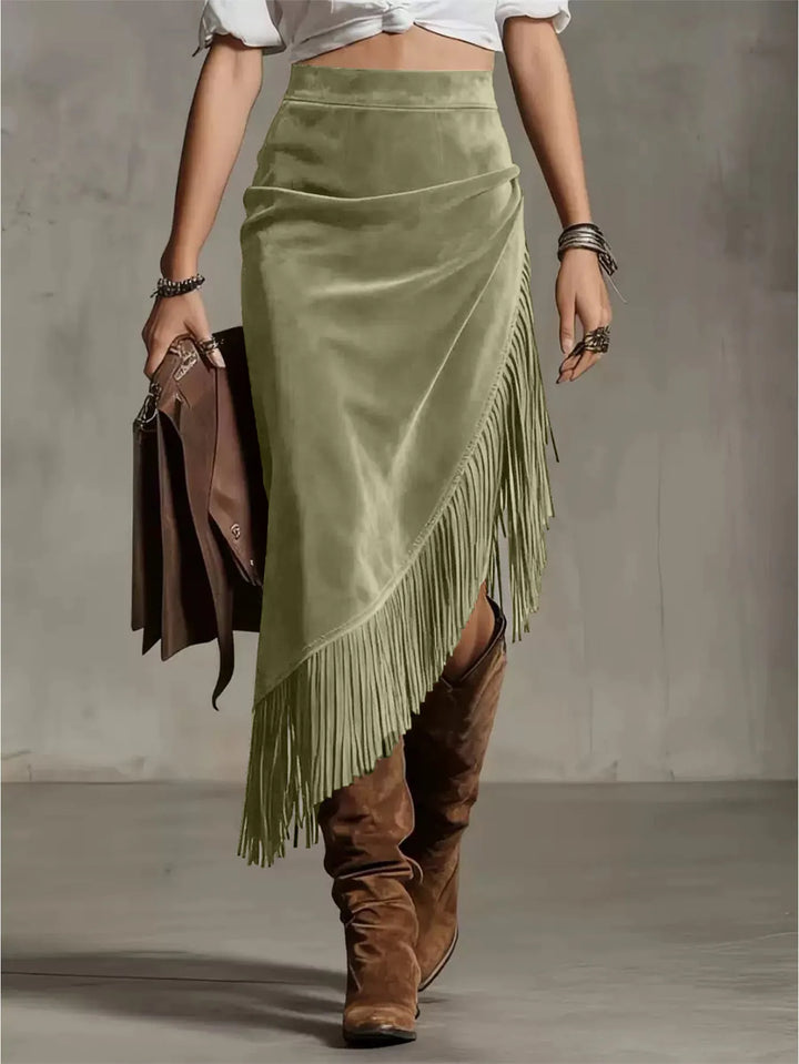 Avery Retro Suede Midi Skirt