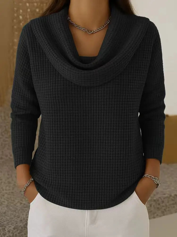 Marlowe Cowl Neck Waffle Top