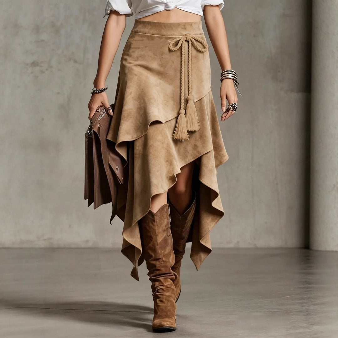 Presley Asymmetrical Suede Skirt