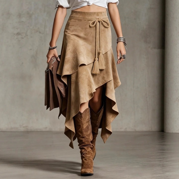 Presley Asymmetrical Suede Skirt