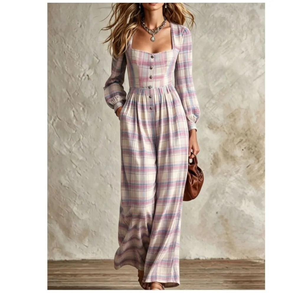 Mercedes Plaid Wide Leg Jumpsuit