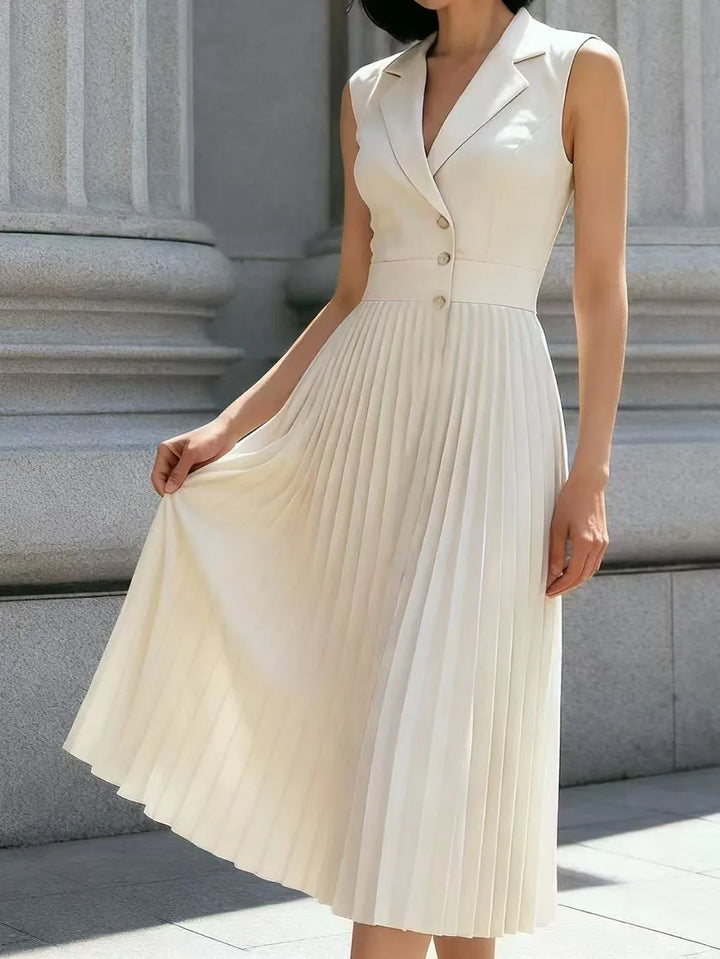 Alisha Elegant Pleated Midi Dress