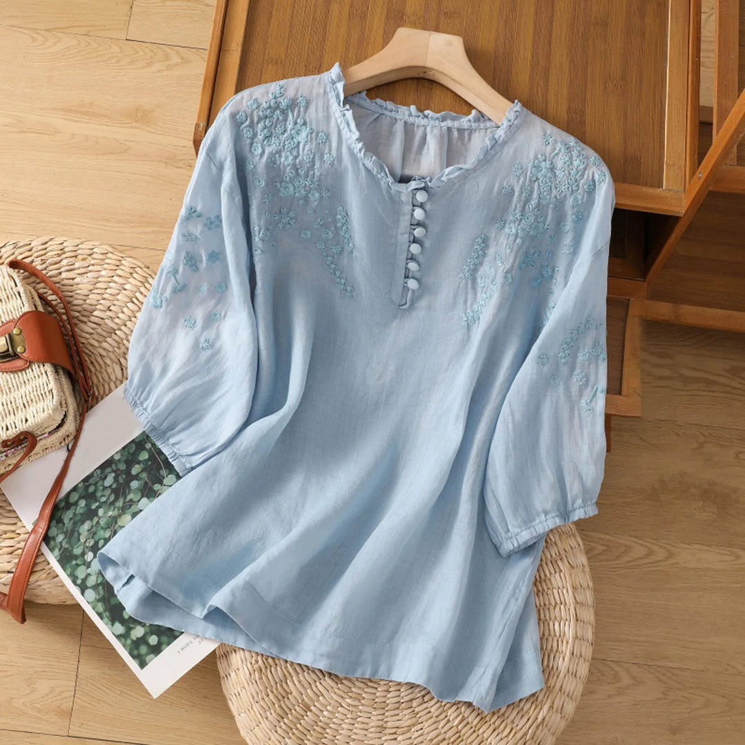 Amoura Floral Button-Front Blouse
