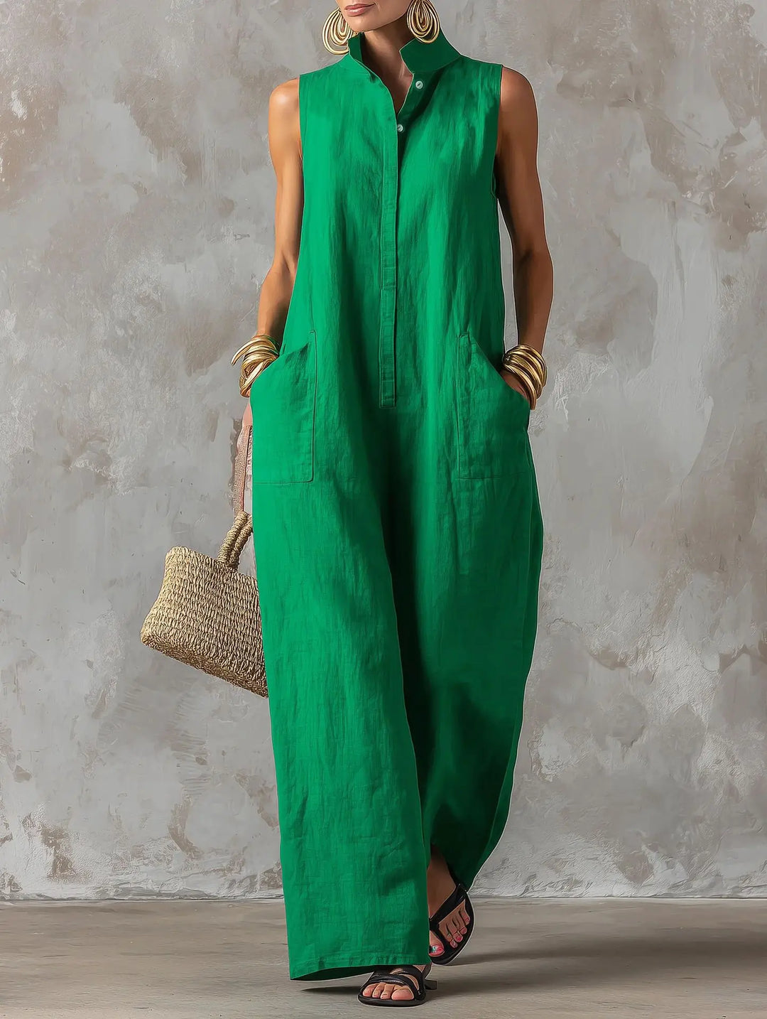 Simone Effortless Stand Collar Jumpsuit