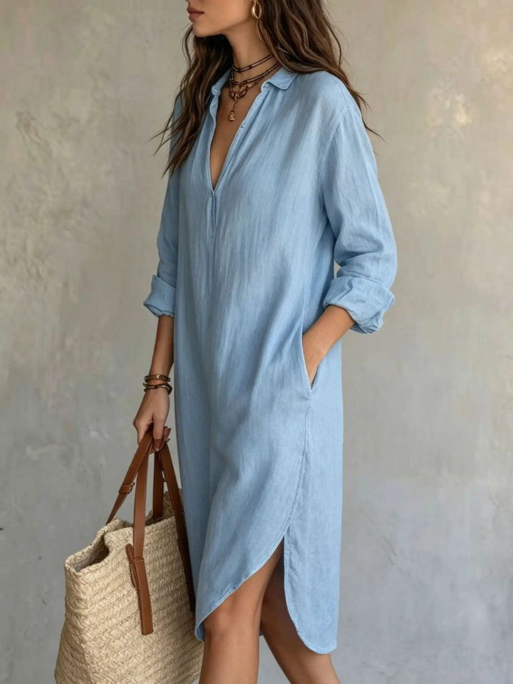 Maggie Pocket Midi Shirt Dress