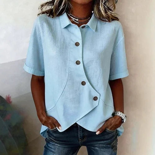 Alice Asymmetrical Button Blouse