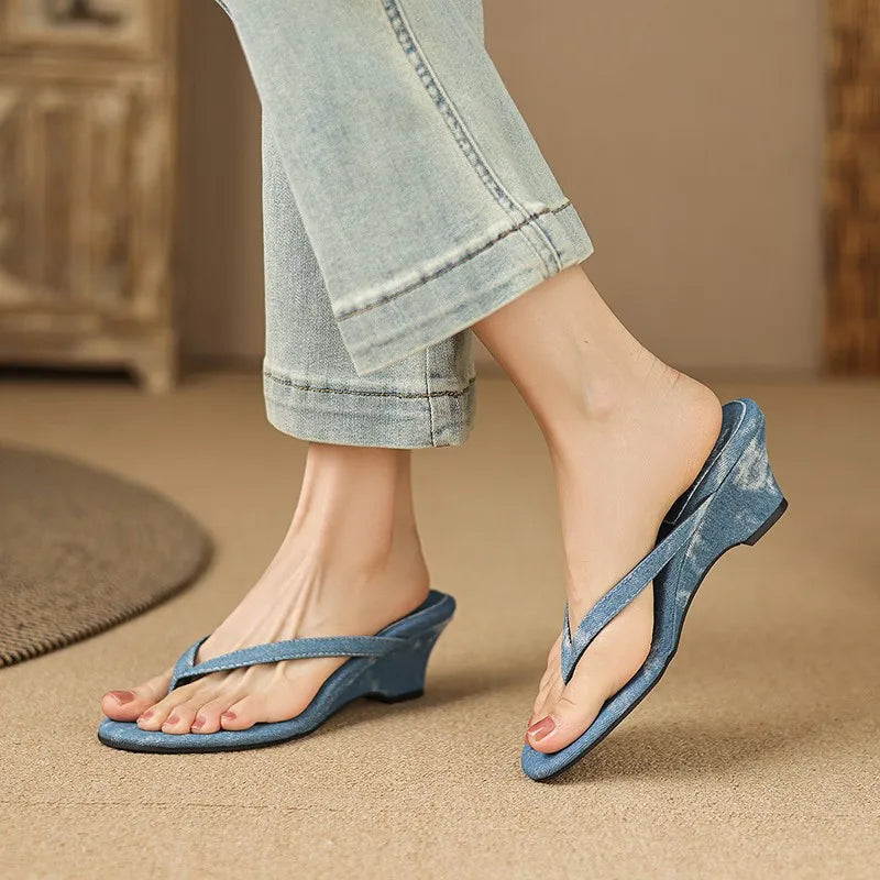 Elana Comfortable Wedge Flip Flops