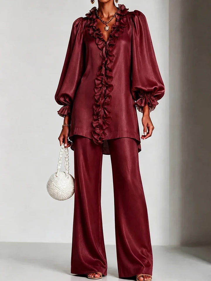Iolanthe Ruffle V-Neck Set