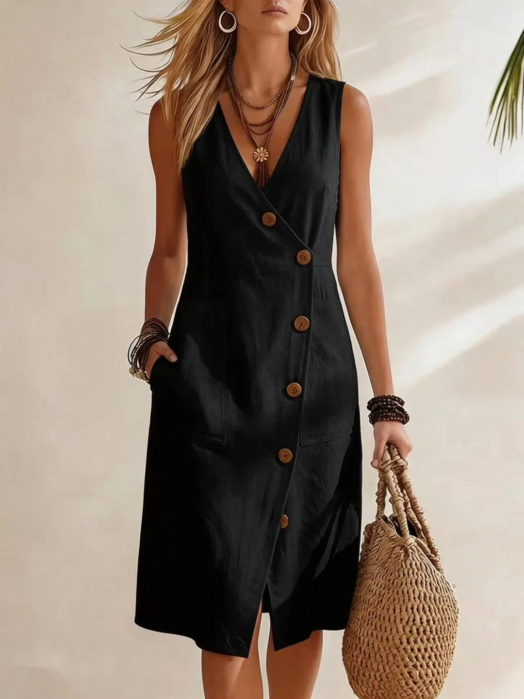 Tessa Casual Pocket Midi Dress