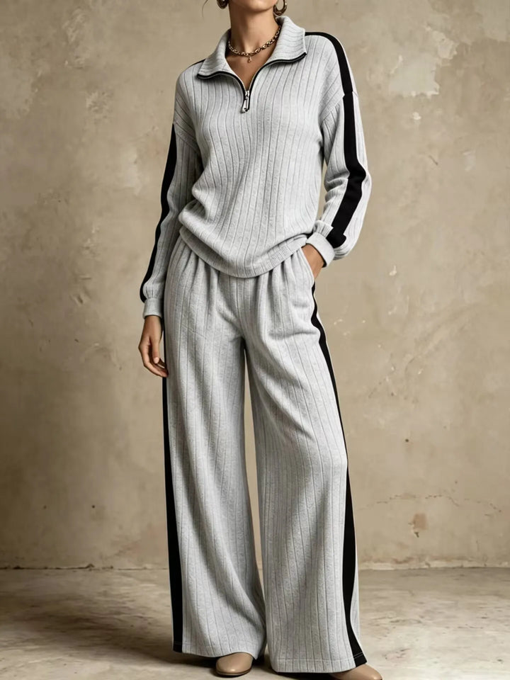 Dahlia Ribbed Half Zip Two Piece Set